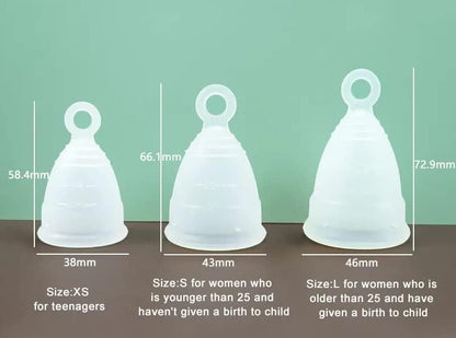 Reusable Menstrual Cup with Ring, Made from Medical-Grade Silicone, Ultra Comfortable, BPA Free, Tampon and Pad Alternative (L/S/XS)